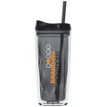 16 Oz. Black Geo Tumbler Cup W/Straw